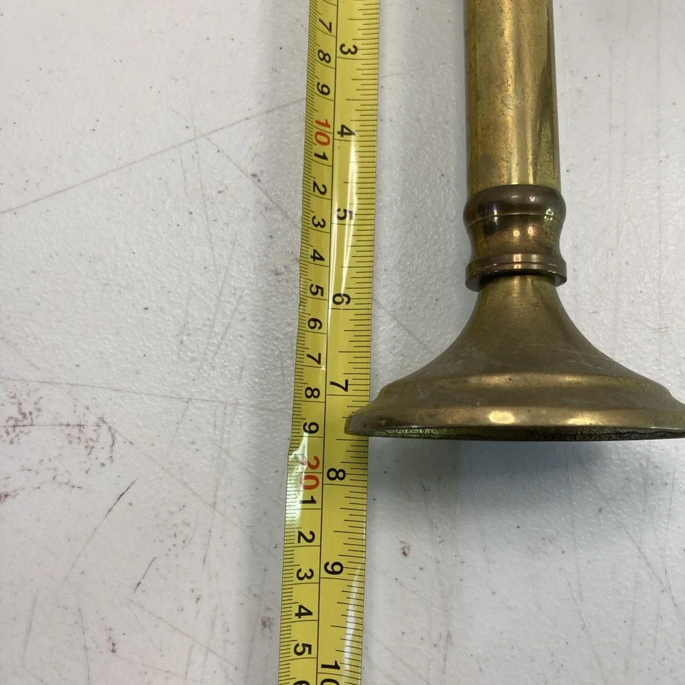 Pair of Vtg MCM Brass Metal Candle Candlestick‎ Holders 7.5